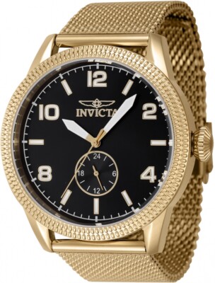 Винтажные кварцевые мужские часы Invicta с черным циферблатом 47135