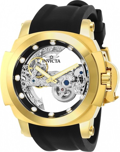 Pre-owned Invicta Man Of War Coalition Forces Ghost Bridge Automatic Gold Plated Watch