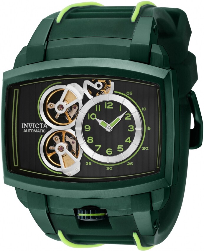 Pre-owned Invicta Akula Automatic Open Heart Black Dial Men's Strap Watch