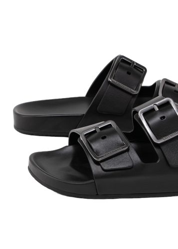 Pre-owned Balenciaga Mallorca Flat Sandals In Black