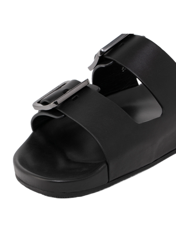 Pre-owned Balenciaga Mallorca Flat Sandals In Black