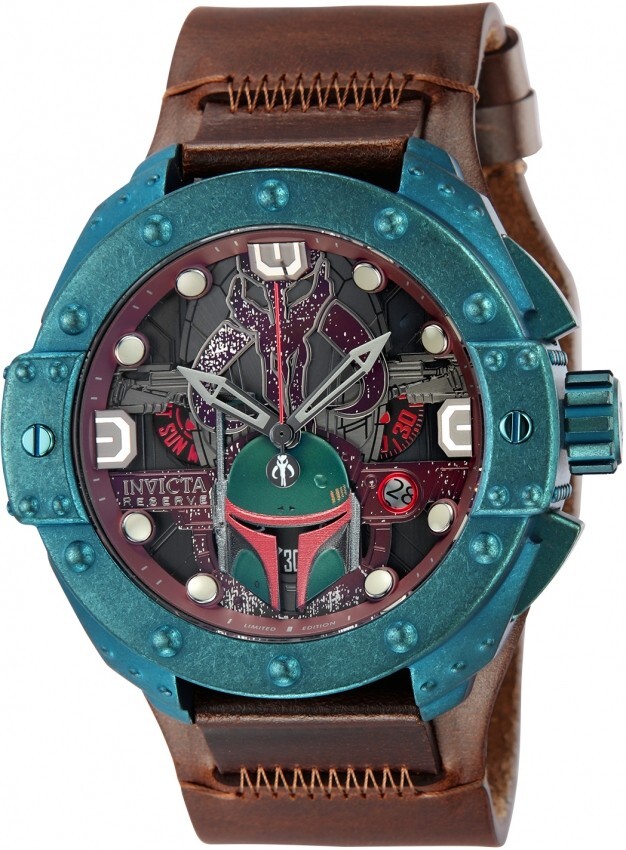 Pre-owned Invicta Reserve Star Wars Boba Fett Men's Black Dial Swiss Quartz Leather Watch