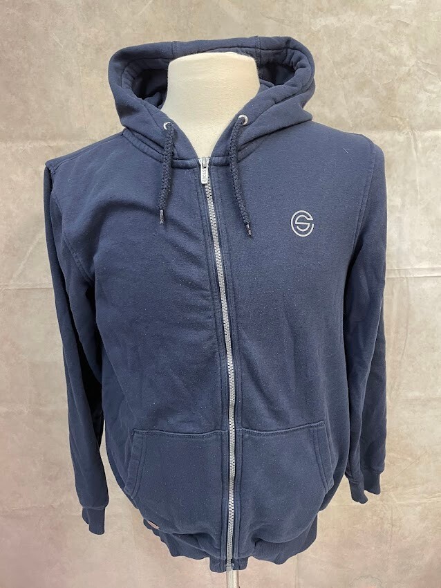 Cotton & Silk Men's Blue Full Zip Hoodie Size L