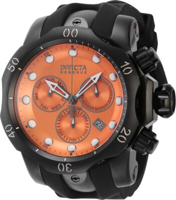 Pre-owned Invicta Venom Chronograph Date Quartz Orange Dial Men's Watch 5735
