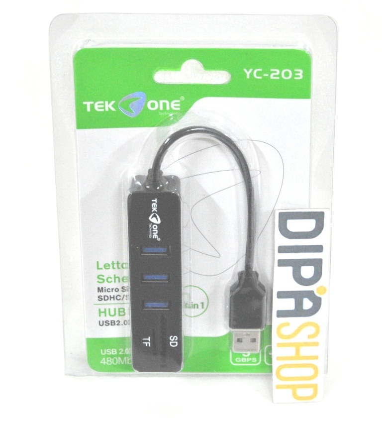 Hub Sdoppiatore Usb TeKone YC-203 3 Porte Usb 2.0 Con Lettore MicroSd Sd Pc hsb