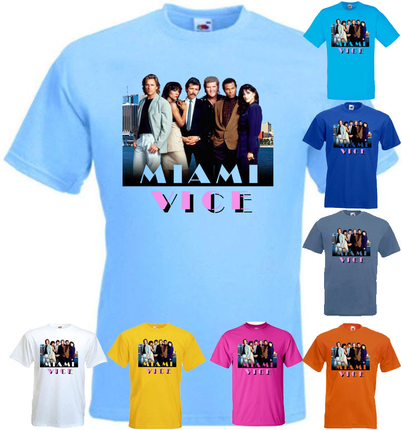 トップス Miami Vice (2006) Promotional T-Shirt Miami Vice Logo Men's Short Sleeve T-Shirt