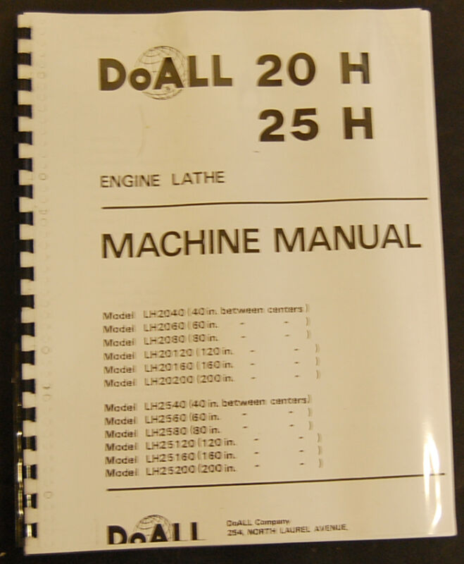 Doall 20h/25h, Lathe Operations And Parts Manual