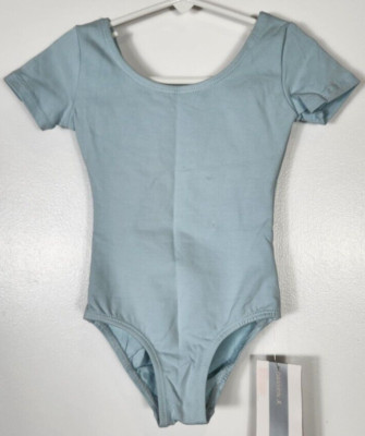 Danskin Dance Girls Size Small (4-6) Ethereal Blue Short Sleeve Cotton Leotard