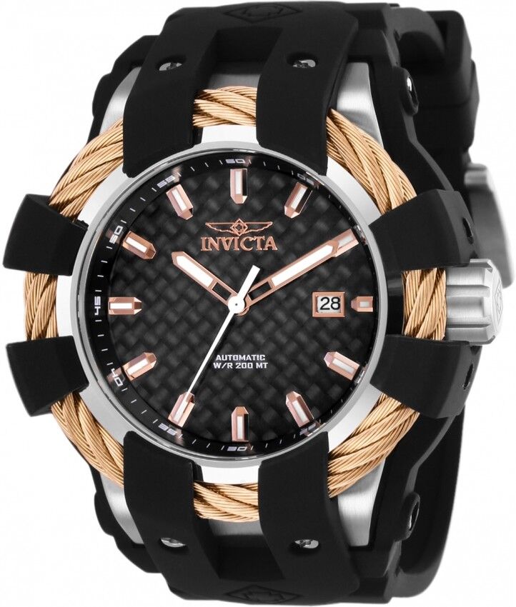 Pre-owned Invicta Mens  25035 Bolt Sport Automatic Carbon Fiber Dial Strap Watch