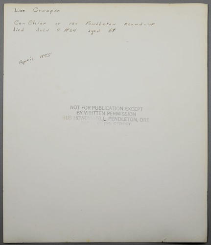 Original 8x10 Photo Co-Chief Luke Cowapoo Nez Perce & Cayuse Pendleton Round-Up