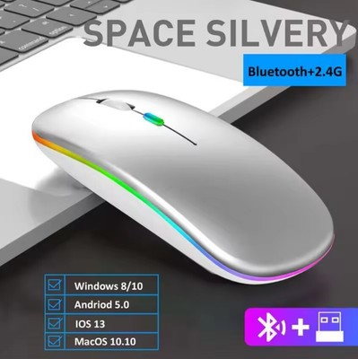 LED Wireless Mouse USB Rechargeable Bluetooth-compatible RGB Mouse for PC Laptop