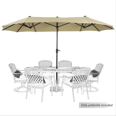 13ft Patio Twin Umbrella Double-sided Market Crank Outdoor Garden Parasol Shade