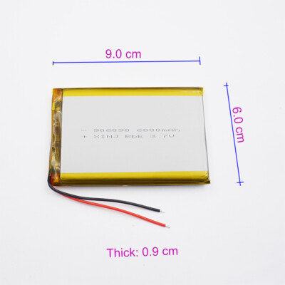3.7V 6000mAh Polymer Li Battery 906090 Lipo JST 2Pin For PDA Tablet PC GPS PSP