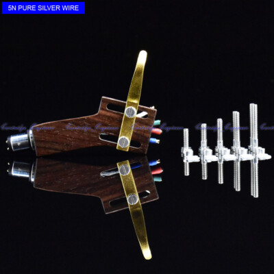New10sets/lot Angled shape SME type 5N pure silver leadwire ebony wood Headshell