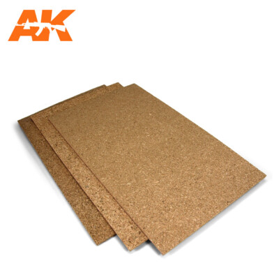 AK-Interactive Cork Sheets - Fine Grained #200 x 300 x 3mm (2 Sheets)