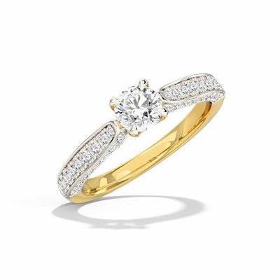 2.4ct Round Lab-Created Moissanite Solitaire with Round Accent Ring Gold Plated