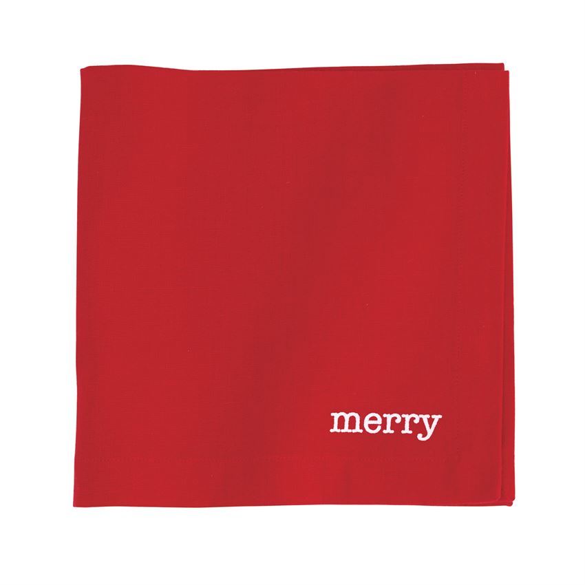 Mud Pie Christmas Red Dinner Napkins Cotton 18