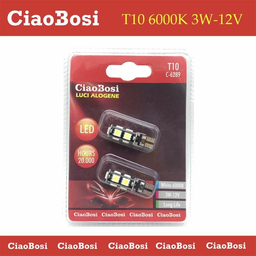 2 Lampadine Lampade Auto T10 9 Led 6000k 3W 12V C-6289 linq