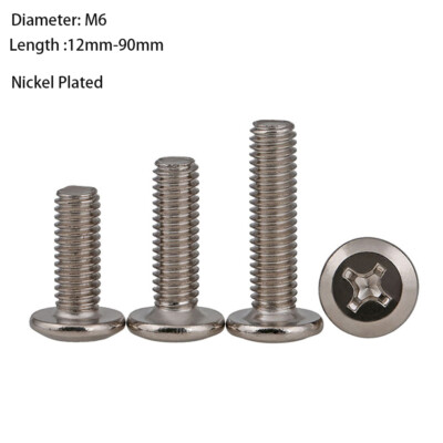 M6 Ultra Thin Wafer Phillips Flat Head Low Profile Screws Bolts Nickel Plated