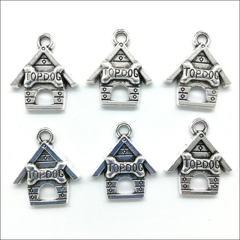 60pcs Dog kennel house Antique Silver Charms Pendants Jewelry Making