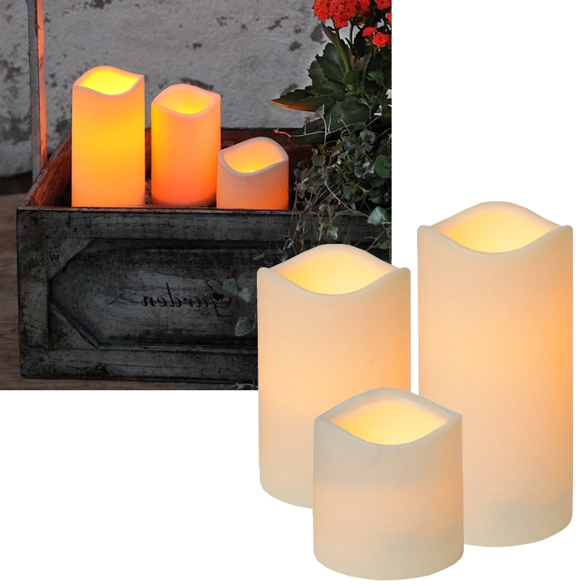 LED Kerze für Außen &quot;3D FLAMME&quot; mit Timer Outdoor Balkon