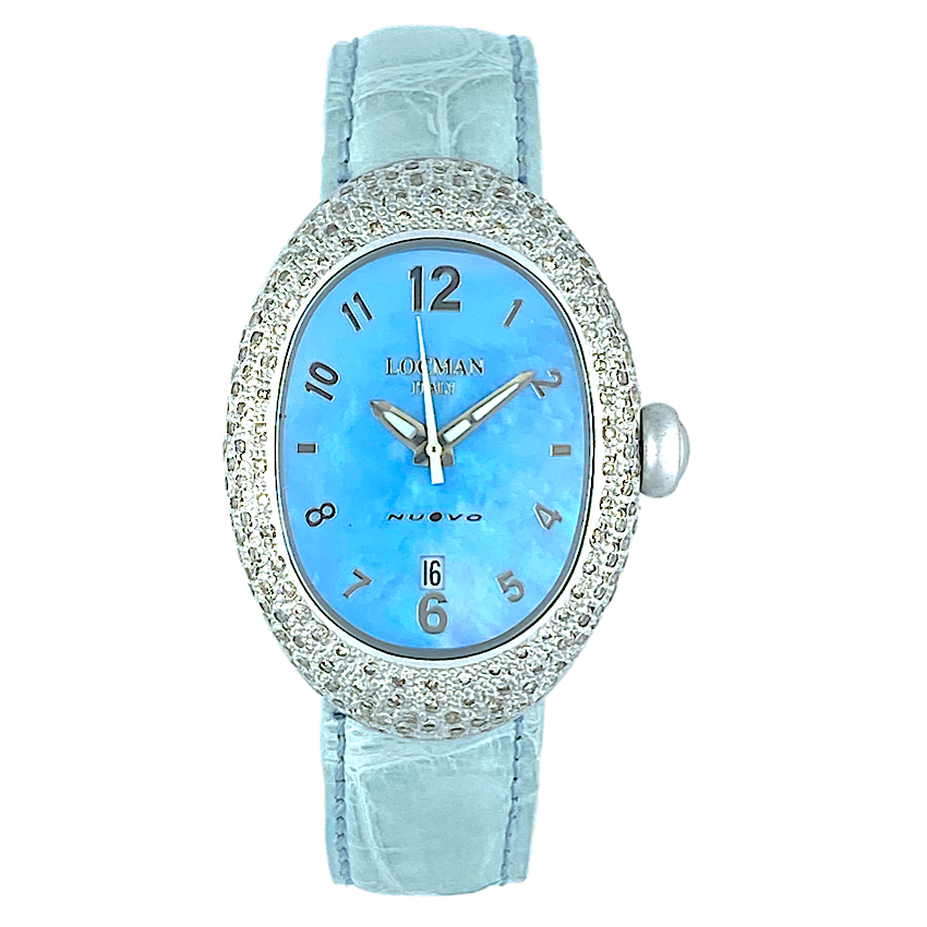 Pre-owned Locman Nuovo Diamond Aluminium Mother-of-pearl Sapphire Quartz Watch Ref 015, 33