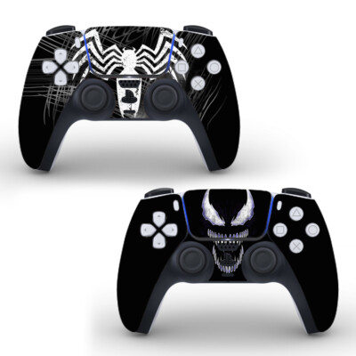 2 Pack PS5 Controller Dualshock Venom Marvel Spider Man Black Skin Decal Sticker