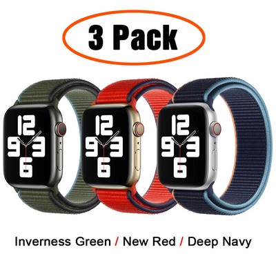 3 Pcs Loop Band Strap Nylon For Apple Watch Ultra 8 7-1 SE Series Wearable Woven