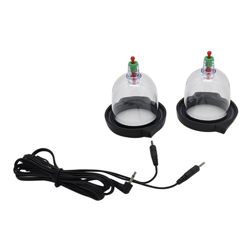 Shock Pulse E-Stim Nipple Stimulation Breast Cup Suction Pump Enlarger BDSM