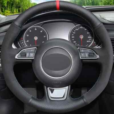 Leather Suede Car Steering Wheel Cover For Audi A1 A3 A4 A5 A6 2010-19 S1 S3 S4