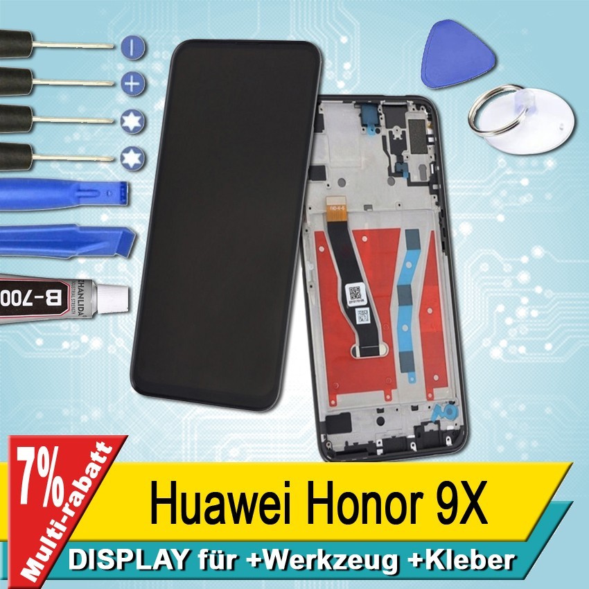Display für Huawei Honor 9x Bildschirm Lcd Schwarz Rahmen+