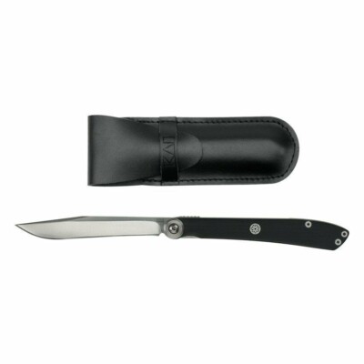 Kai Gentleman's Personal Folding Steak Knife with Leather Sheath Straight Edge
