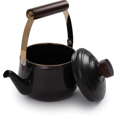 Barebones Living Enamel Teapot Hand-Finished Stainless With Copper-Like Patina