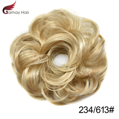 Large Curly Messy Rose Bun Hair Piece Scrunchie Ponytail Natural As Human Hair