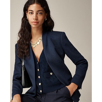 J. Crew Going Out Blazer in Stretch Twill Navy Blue Women s 14