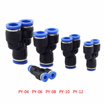 Y Union Splitter Pneumatic 3-Way Connector Push In Fitting Air Hose Tube 4-12mm 