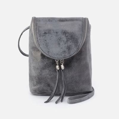 HOBO International Fern Crossbody Bag Grey Leather Strap Small
