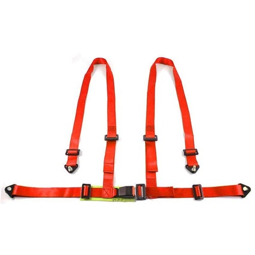 RED NYLON ADJUSTABLE 4 POINTS SEAT BELT FOR RECLINING BUCKET RACING SEAT