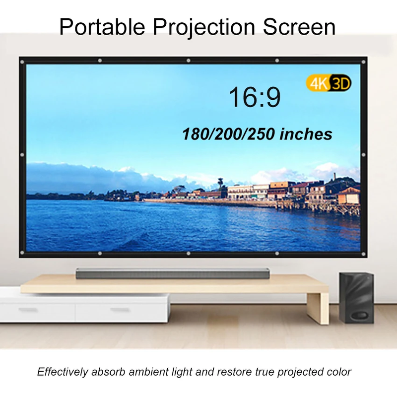 180 200 250 Inch High Quality Projector Screen White Projection Foldable 16:9 fo