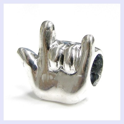 Sterling Silver I Love You Forever Hand Sign Bead for European Charm Bracelet