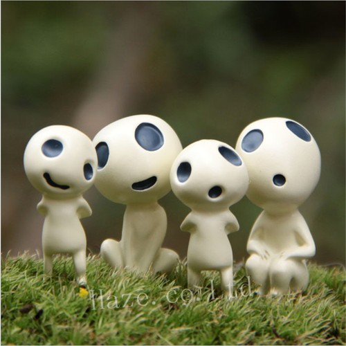 Princess Mononoke フィギュアセット 4pcs/Set Studio Ghibli Princess Mononoke Forest Spirit Elf Kodama