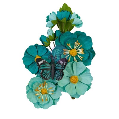 Prima Marketing Mulberry Paper Flowers-Teal Beauty/Majestic