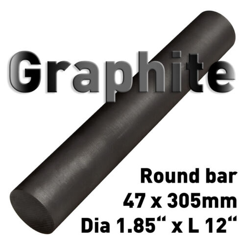 Carbon Electrode Rod Graphite Stick Dia 1.85" x 12" L round bar anode 47 x 305mm