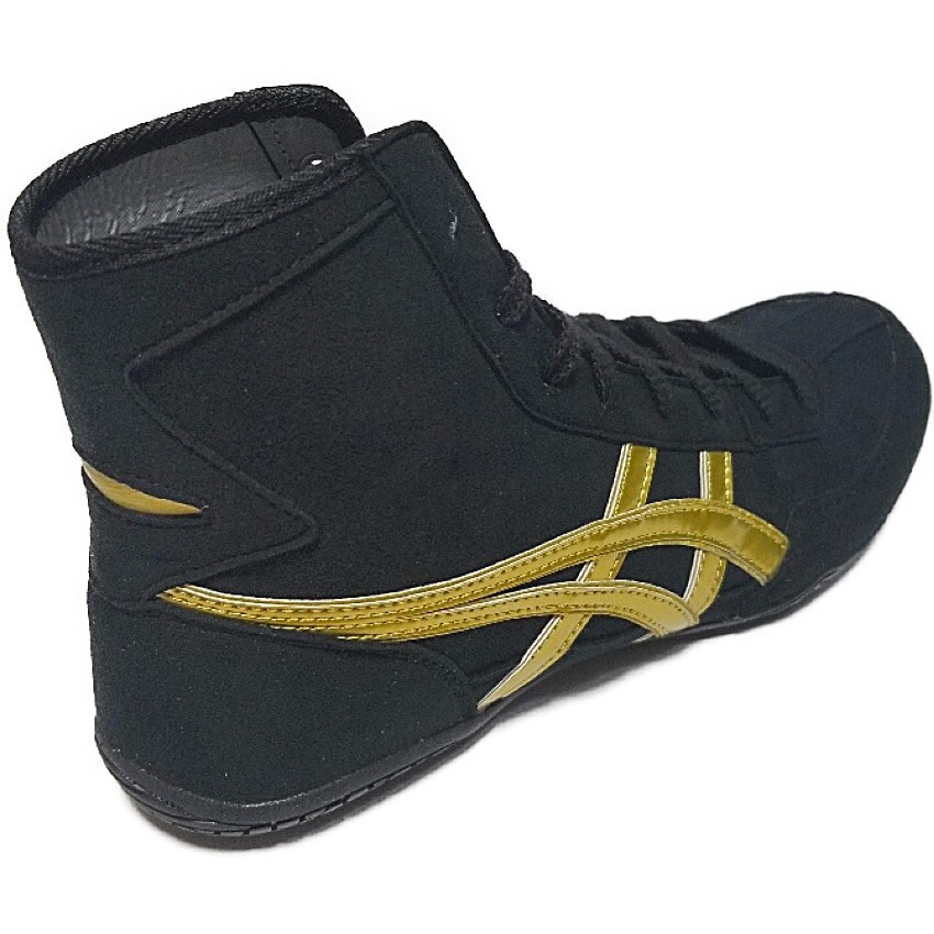 Pre-owned Asics Wrestling Shoes Black/gold Edge:black Ex-eo