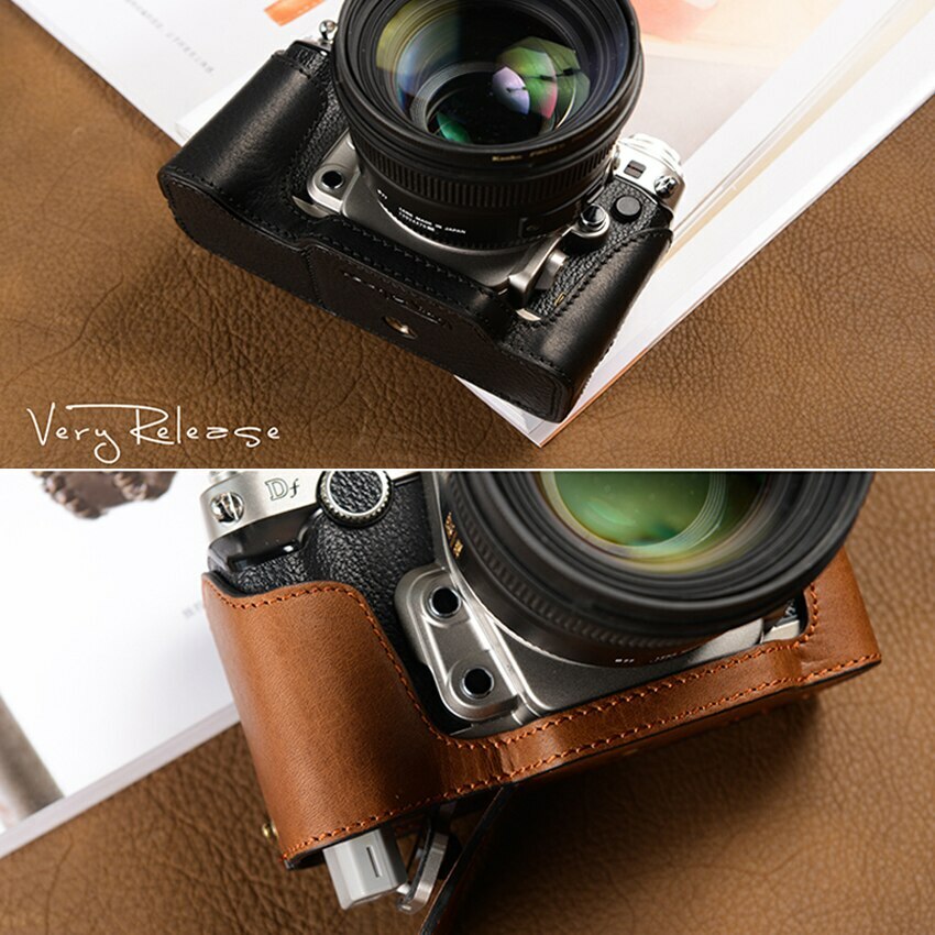 Premium Handmade Genuine Real Half Camera Leather Case Bag Cover For