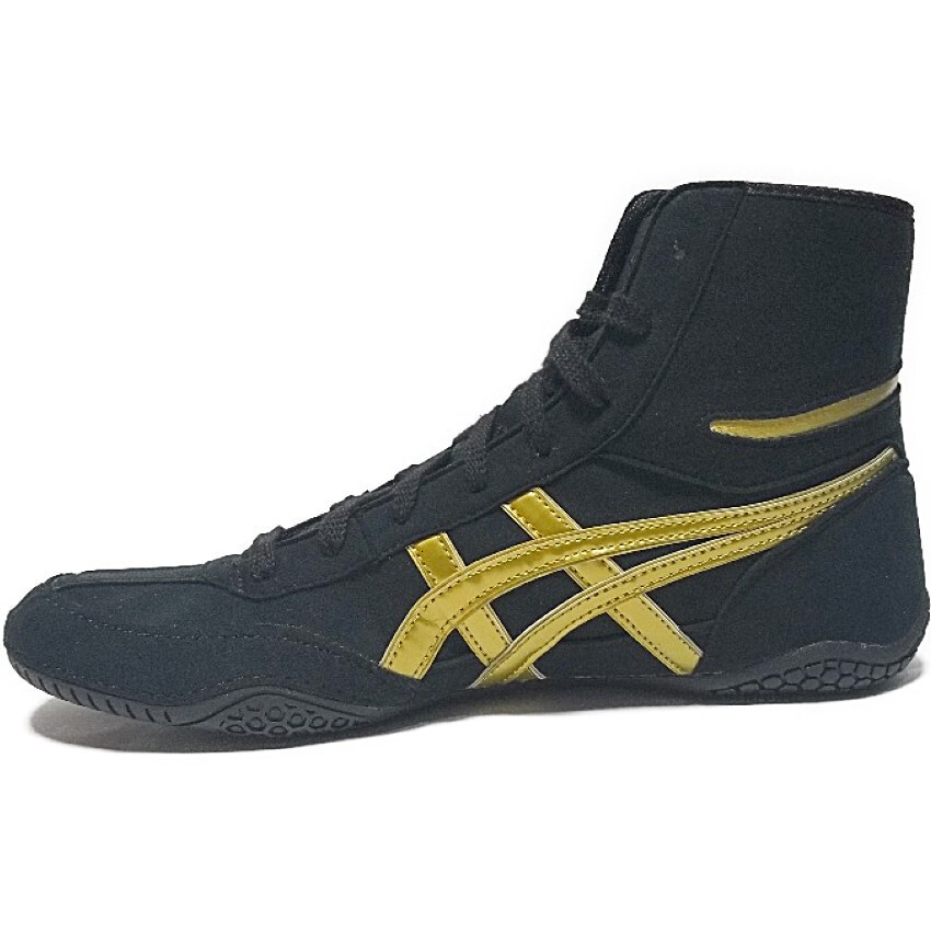 Pre-owned Asics Wrestling Shoes Black/gold Edge:black Ex-eo
