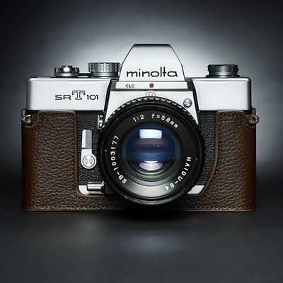 Luxury Handmade Genuine Leather Half Camera Case Cover Bag For Minolta SR-T 101