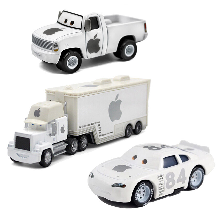 3 Pack Model Car McQueen Disney Pixar Cars NO.84 White Apple