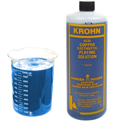 Krohn Acid Copper Electroplating Solution 1 Quart Jewelry Plating Bath Metal