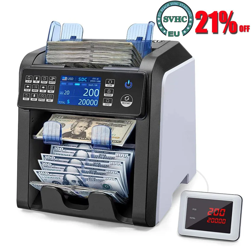AL-950 Dual CIS Banknote Sorter Fitness Mix Value Money Counter Counterfeit Bill